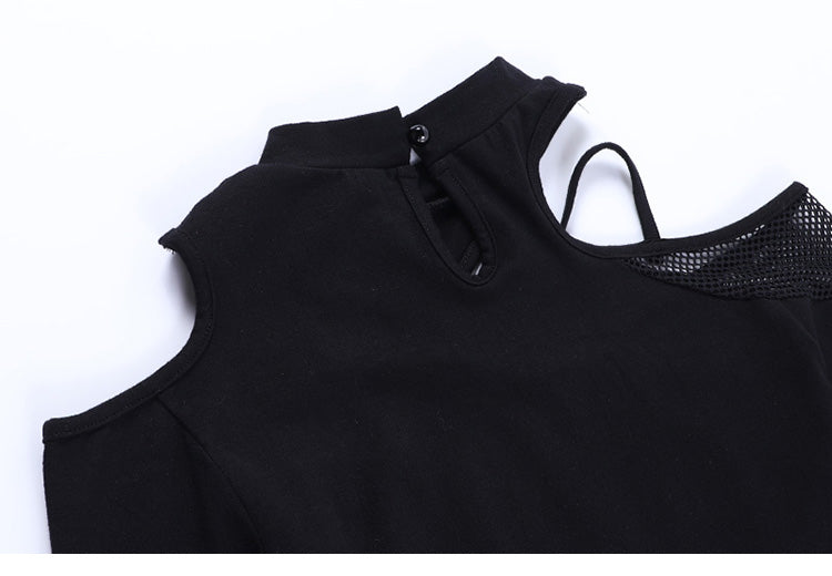 Acubi Mesh Hollow Irregular Long-sleeved Top