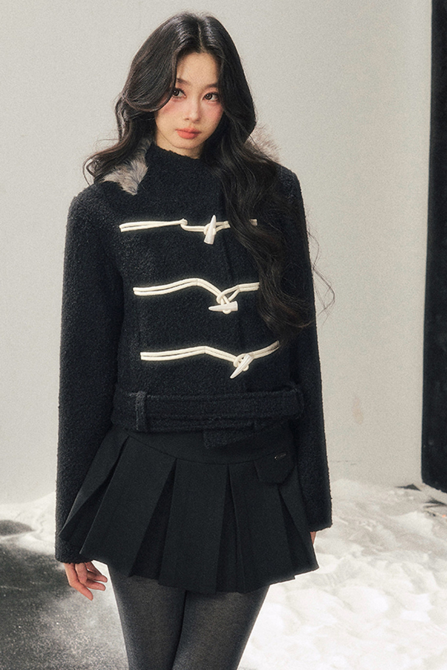 Horn Button Hooded Coat