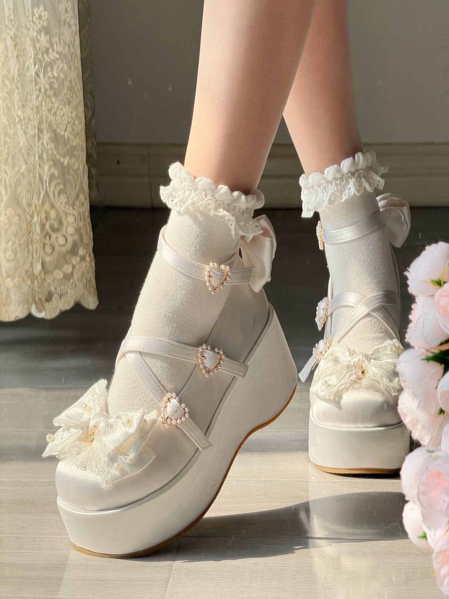 Chanson Cream Thick Sole Lolita Shoes