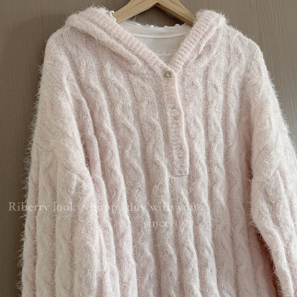 Plush Pink Hooded Sweater