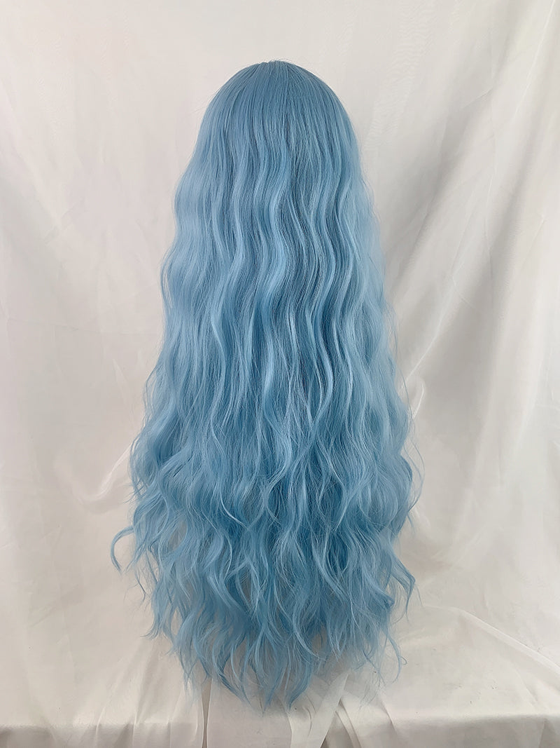 Sea Elf Blue Long Curly Wig