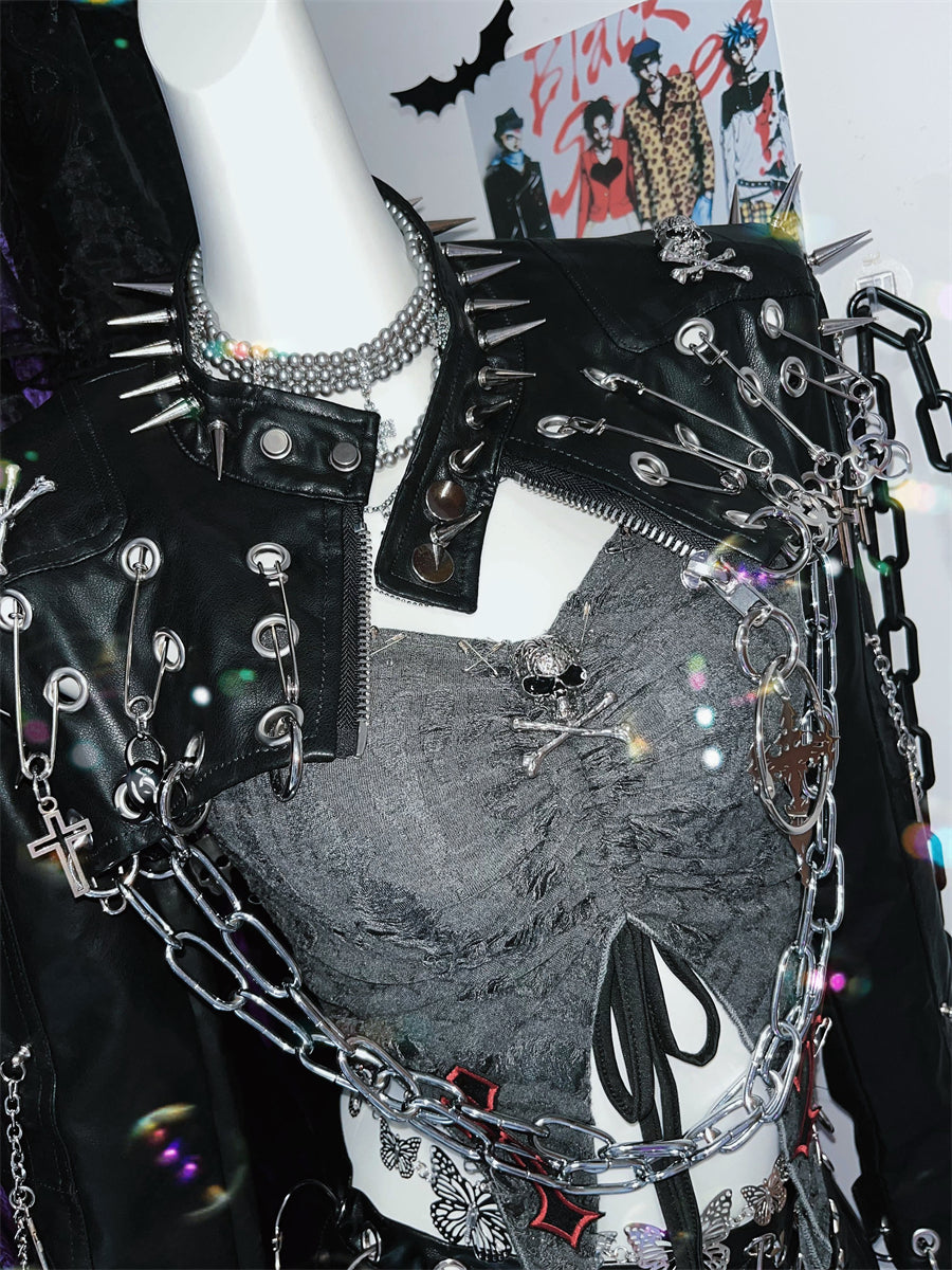 Punk Rivets Leather Jacket