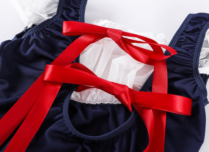 Navy Puff Sleeves Lingerie