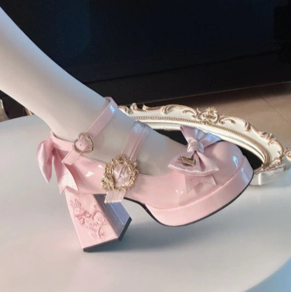 Rabbit Bows Leather High Heels