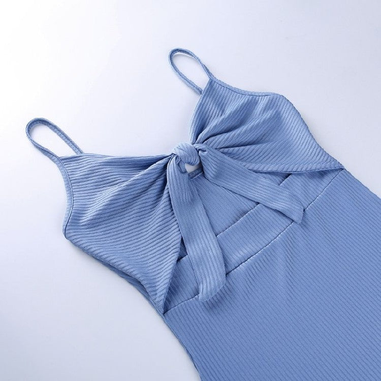 Sling Slit Low-cut Dress