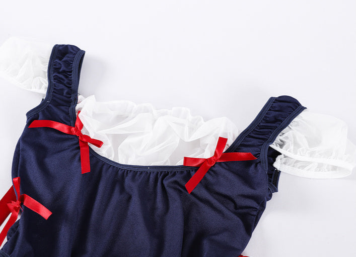 Navy Puff Sleeves Lingerie