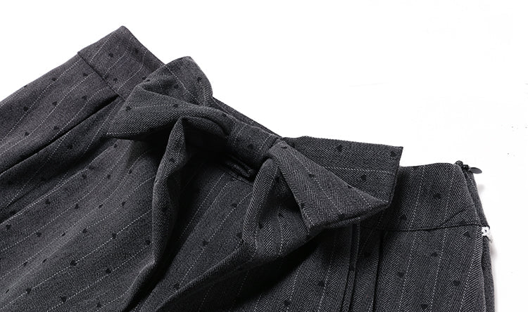 Preppy Bow Pleated Skirt
