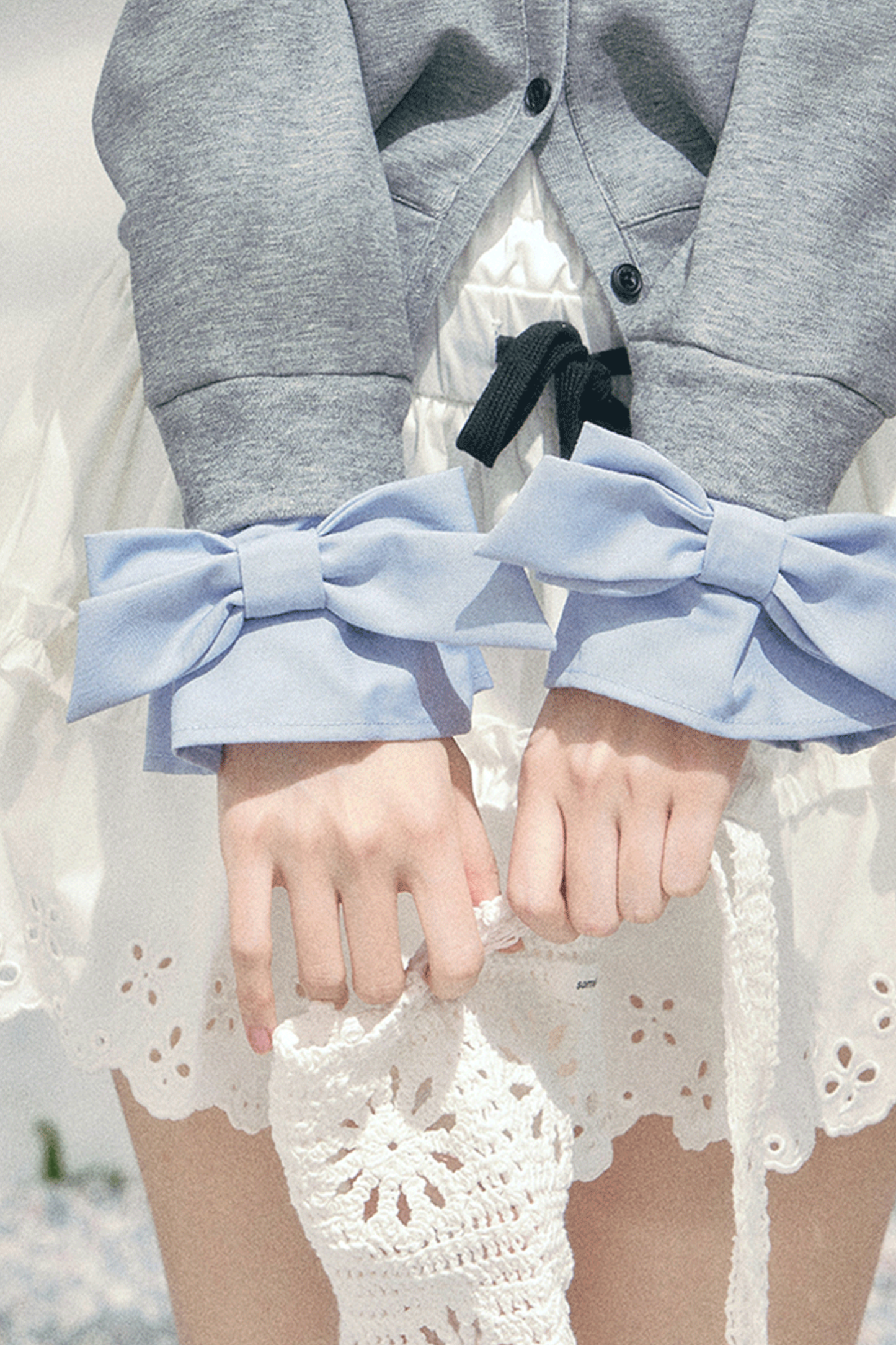 French Faux Two-Piece Polo Sweater