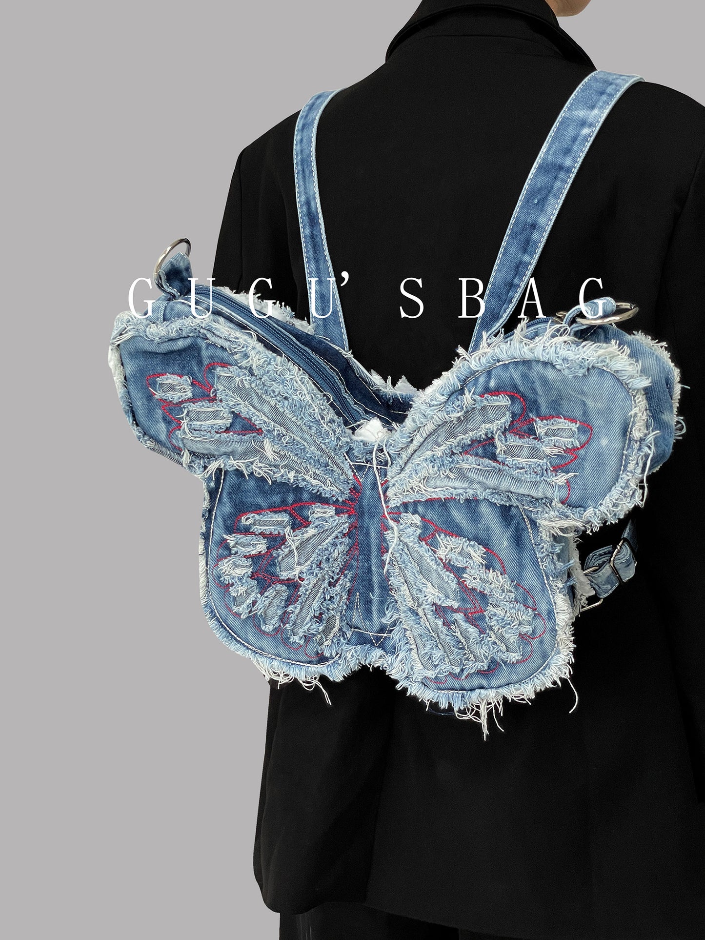 Fairy Grunge Butterfly Embroidery Backpack