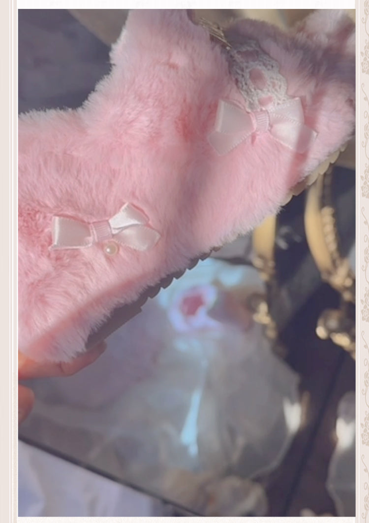 Pink Plush Princess Slippers