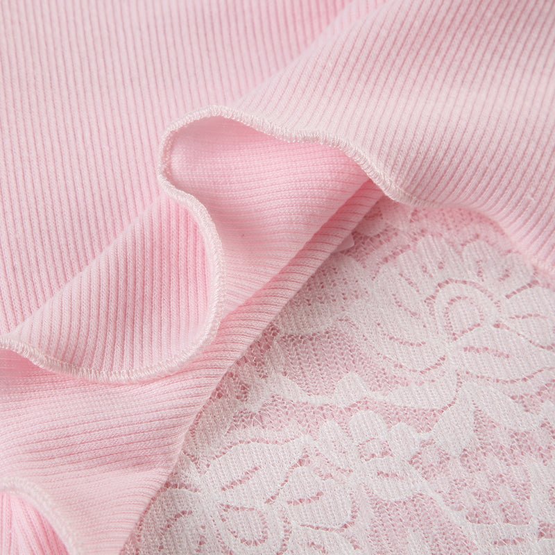 Lace Splicing Slit Tube Top