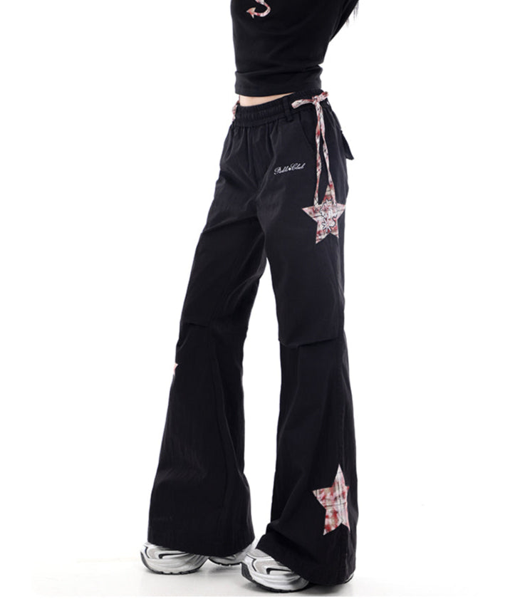 Y2K Plaid Star Patch Flare Pants