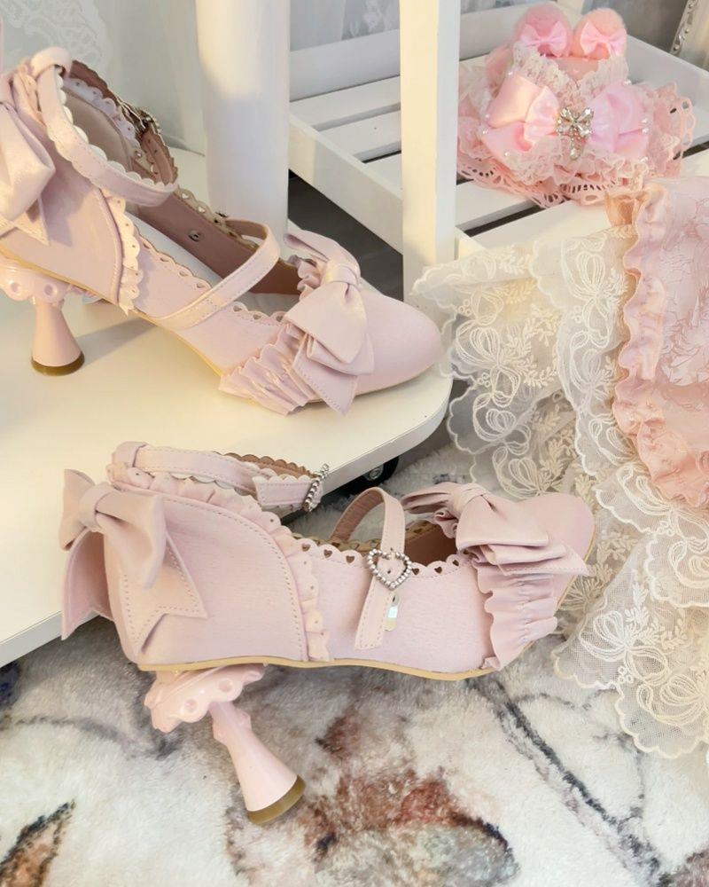 Ruffled Bows Leather Princess Shoes