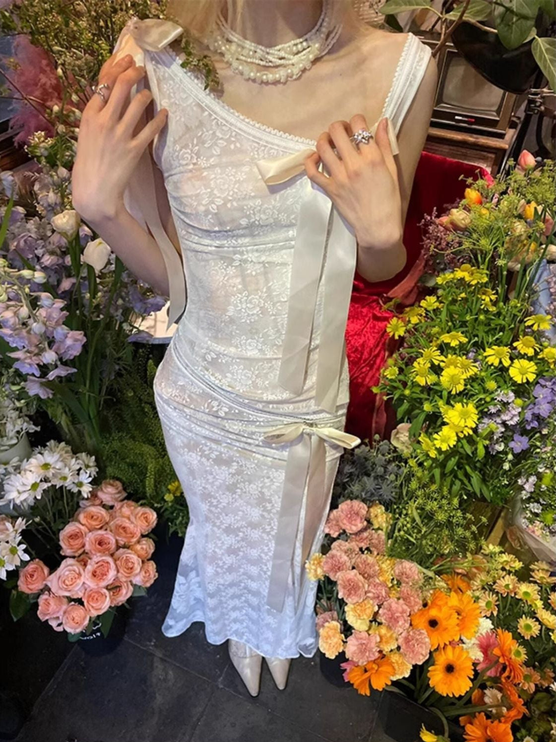 French Bow Lace Dress