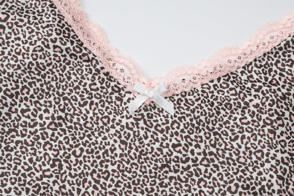 Coquette Lace Leopard Print Tank Top