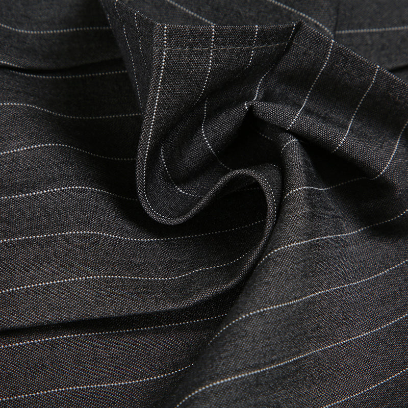 Bow Straps Striped Pleated Skirt