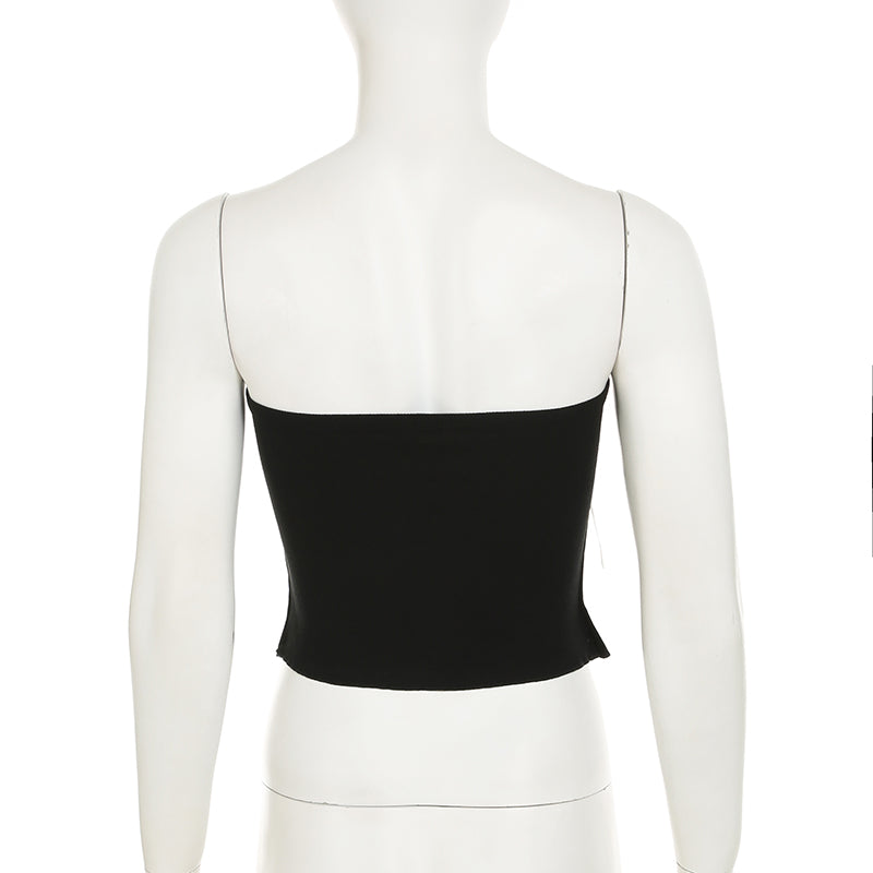 Lace Splicing Slit Tube Top