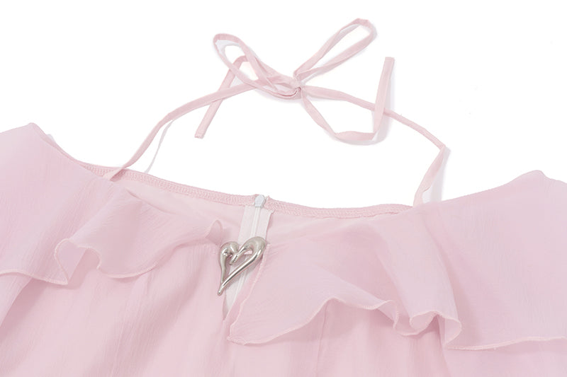Ruffled Off-shoulder Long-sleeved Coquette Dress