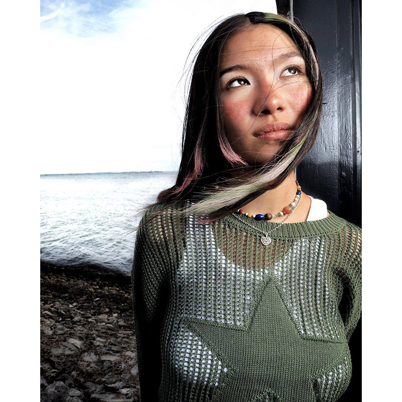 Y2K Star Hollow Knitted Blouse