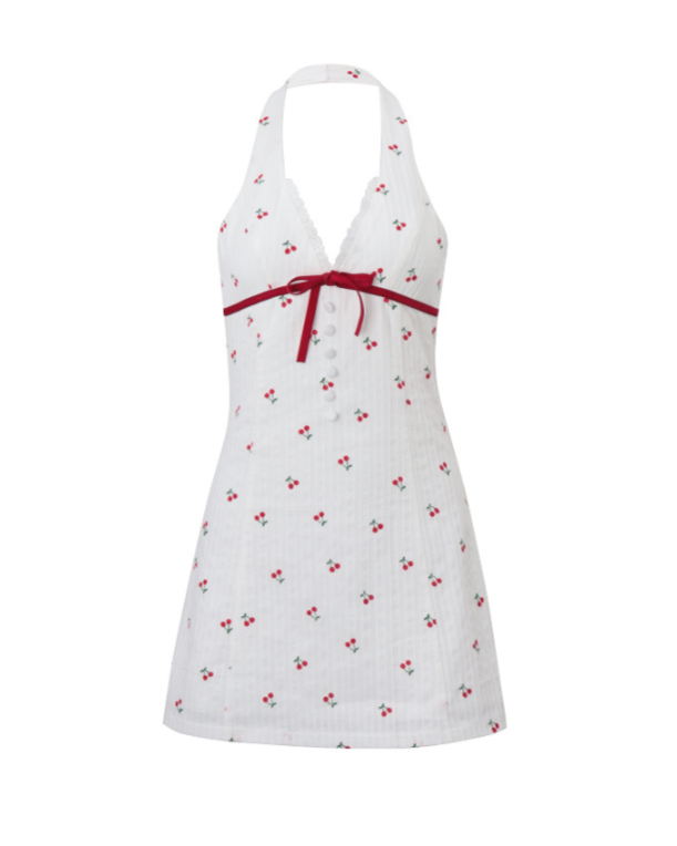 Sweet Cherry Summer Mini Floral Dress