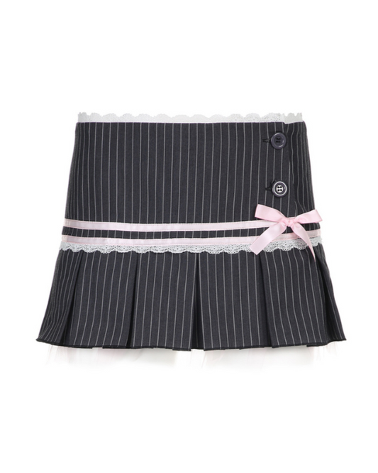 Bow Lace Retro Versatile A-line Skirt