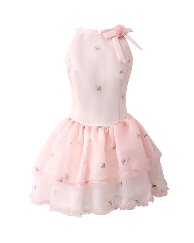 French Halter Puffy Cake Mini Coquette Dress