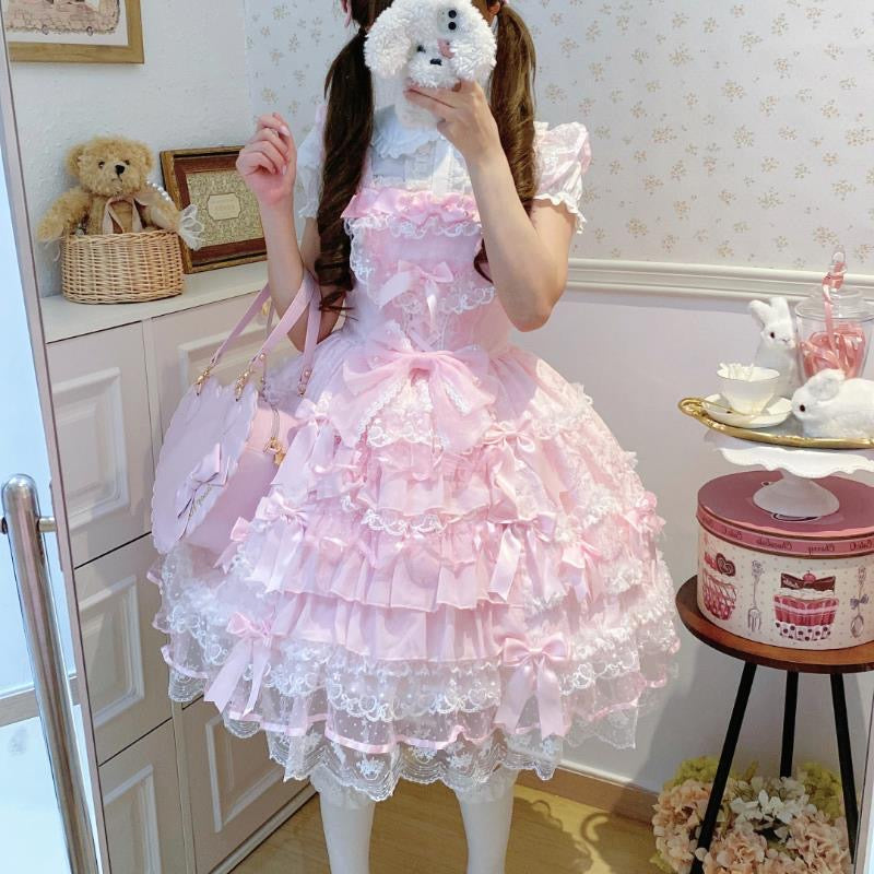 Pink Mesh Bows Lolita Dress