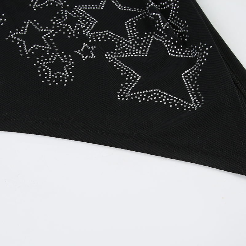 Y2K Stars Rhinestoned Irregular Top