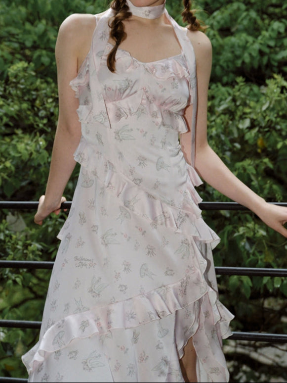 Floral Ruffled Suspender Dress