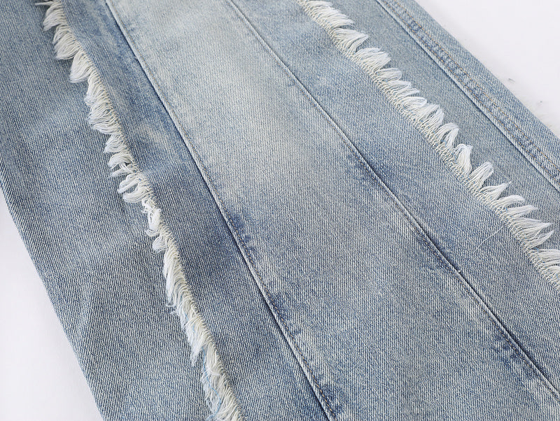 Grunge Splicing Raw Edge Baggy Jeans