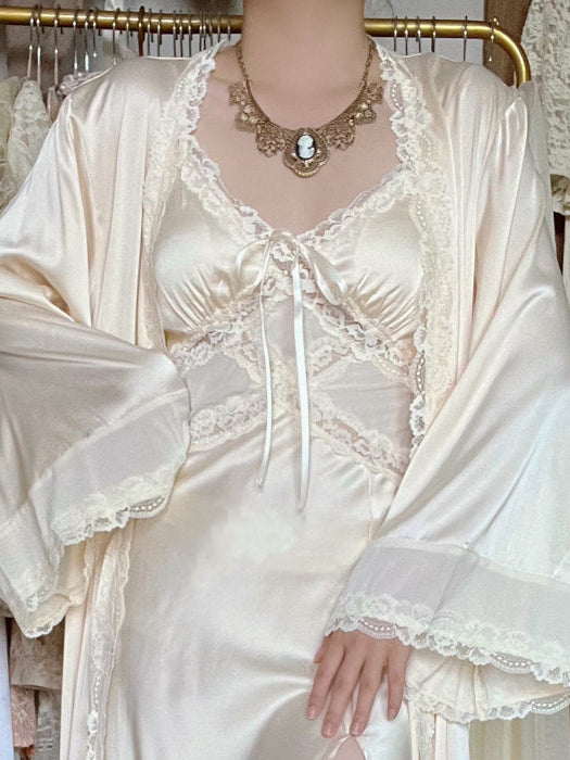 French Retro Silky Pajamas Dress