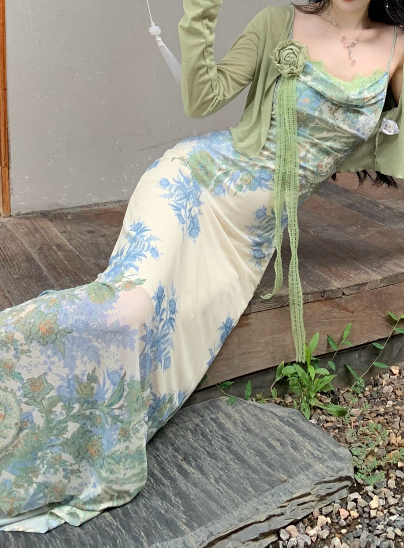 Baroque Flower Suspender Dress