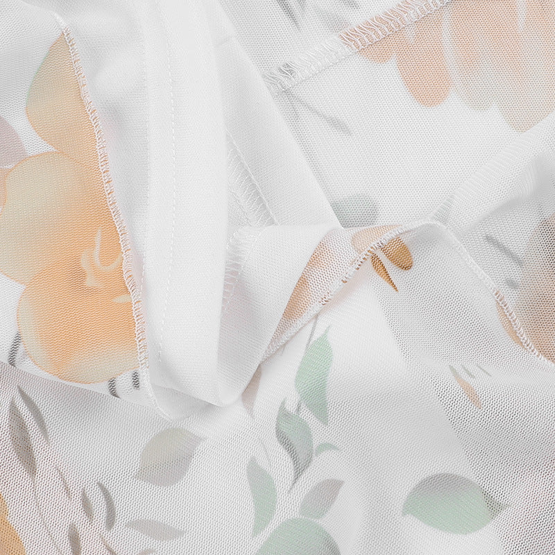 Floral Mesh Suspender Dress