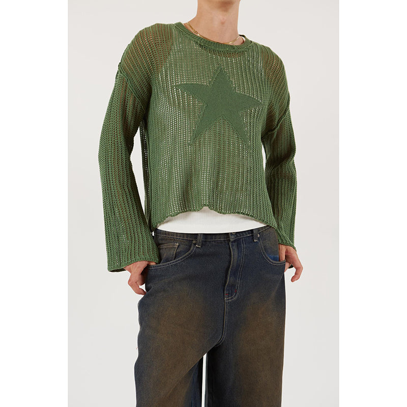 Y2K Star Hollow Knitted Blouse