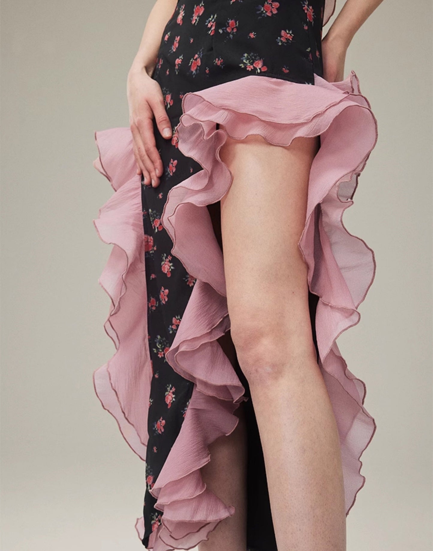 Floral Ruffled Suspender Dress