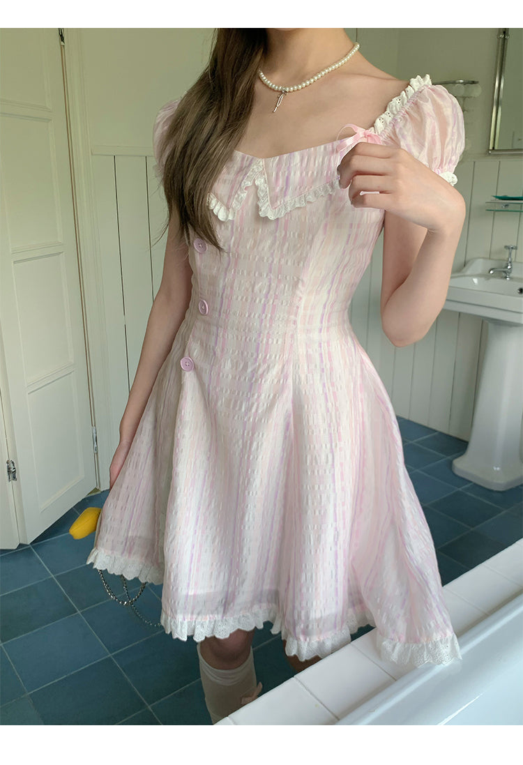 Retro Collar Plaid Dress