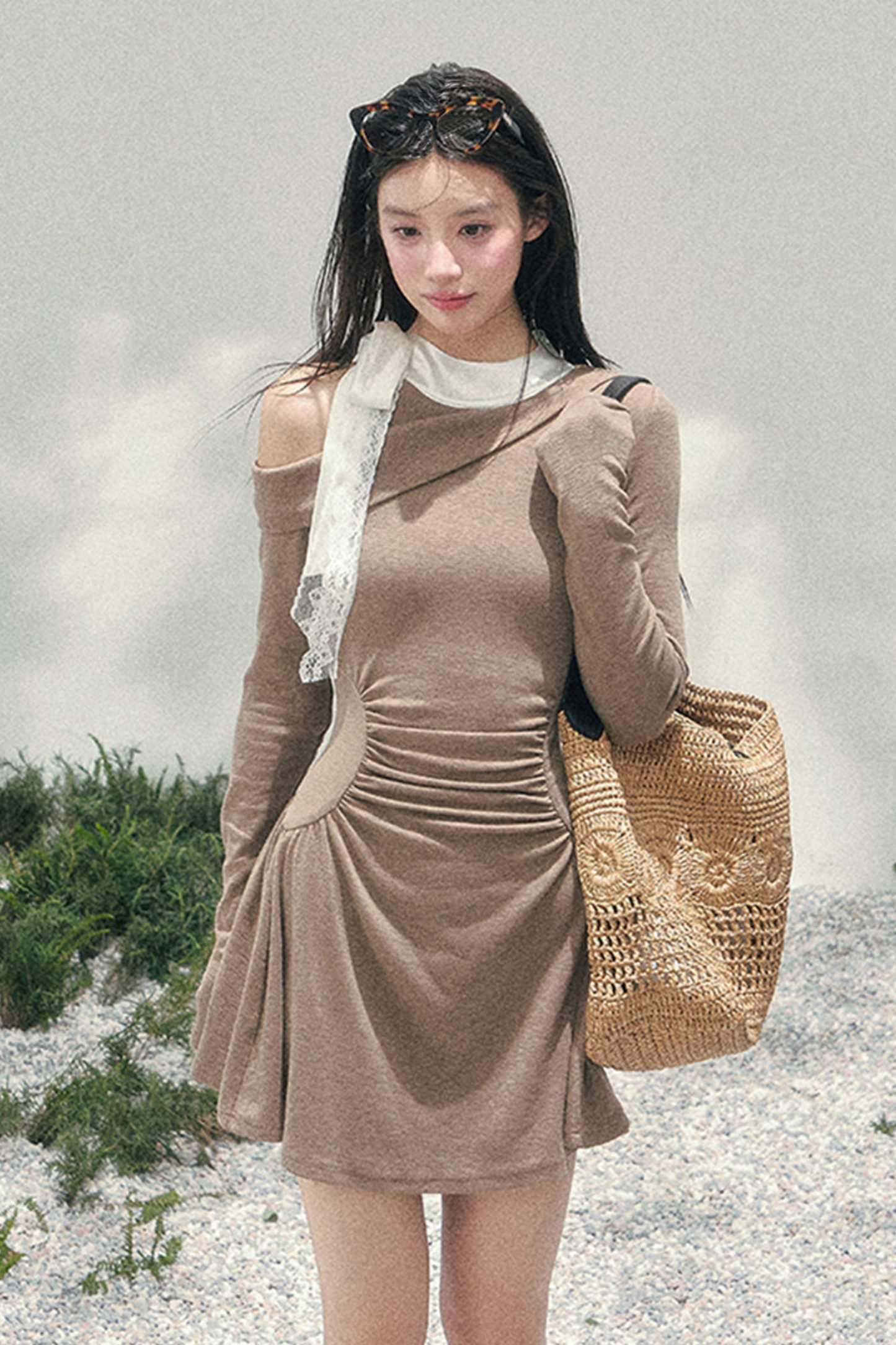 French Lace Off-Shoulder Dress
