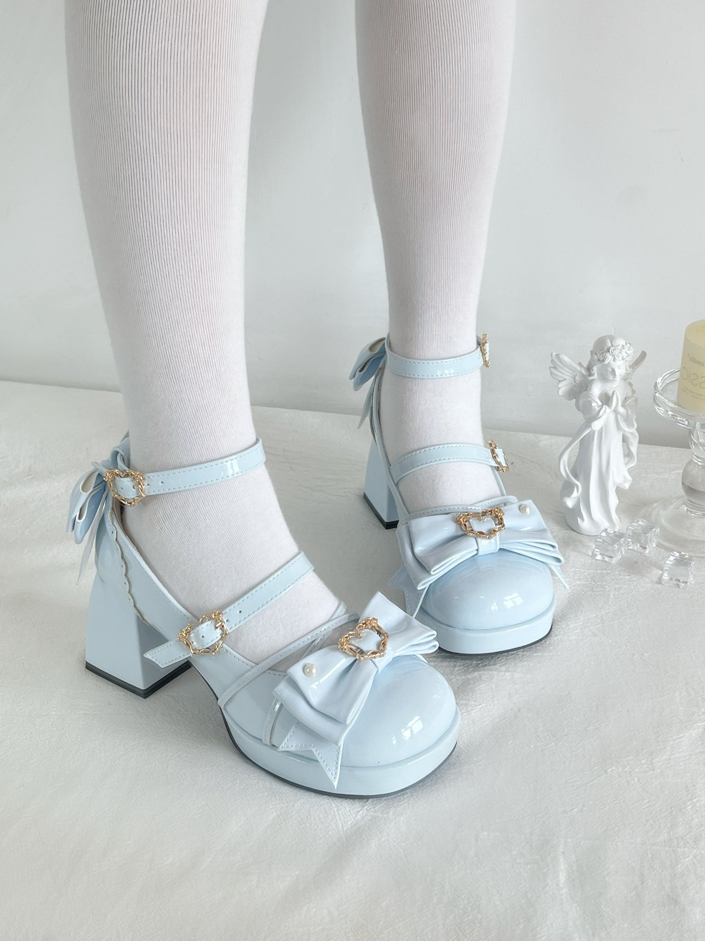 Chanson Cream Bows Lolita Shoes