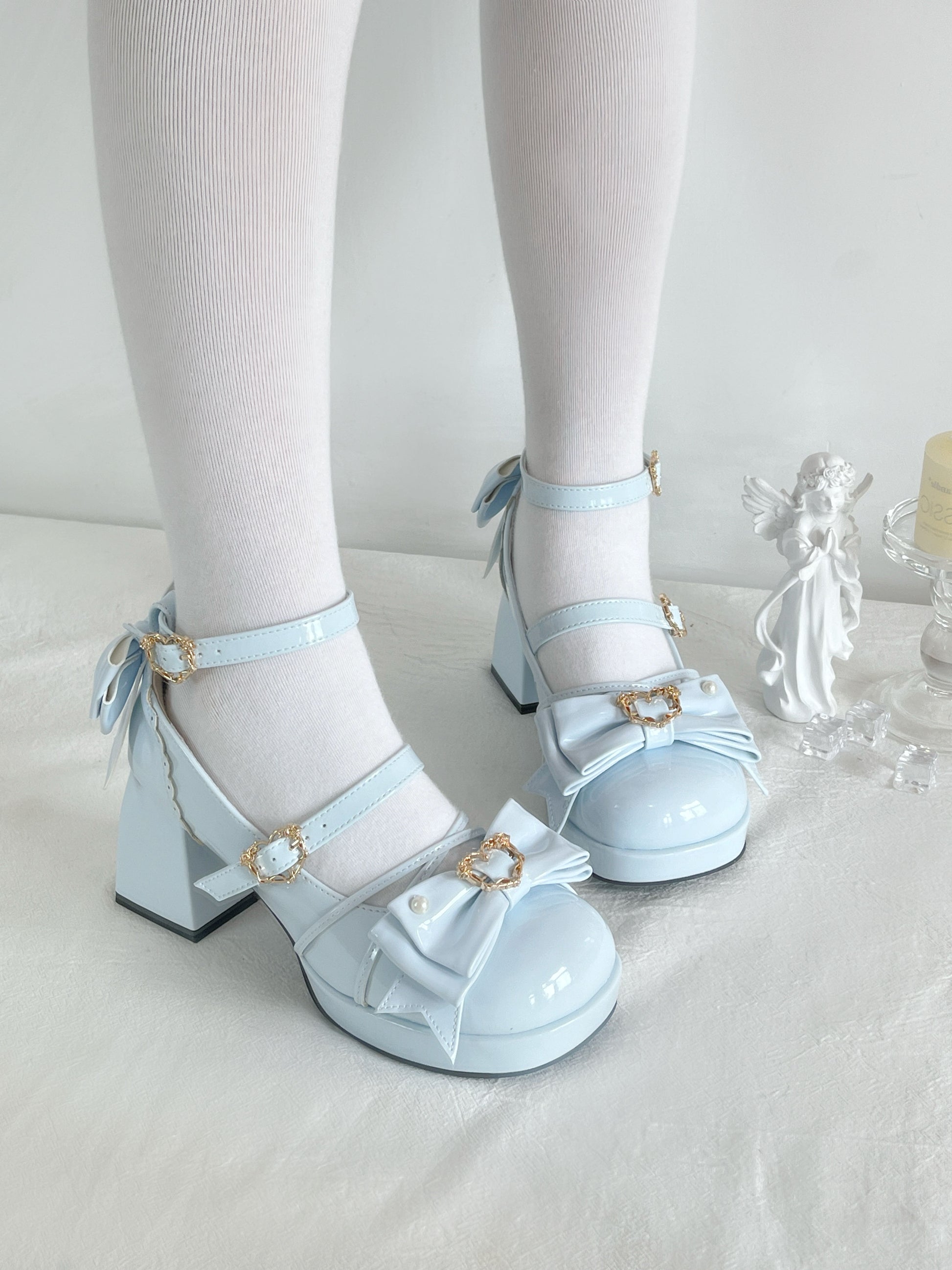 Chanson Cream Bows Lolita Shoes