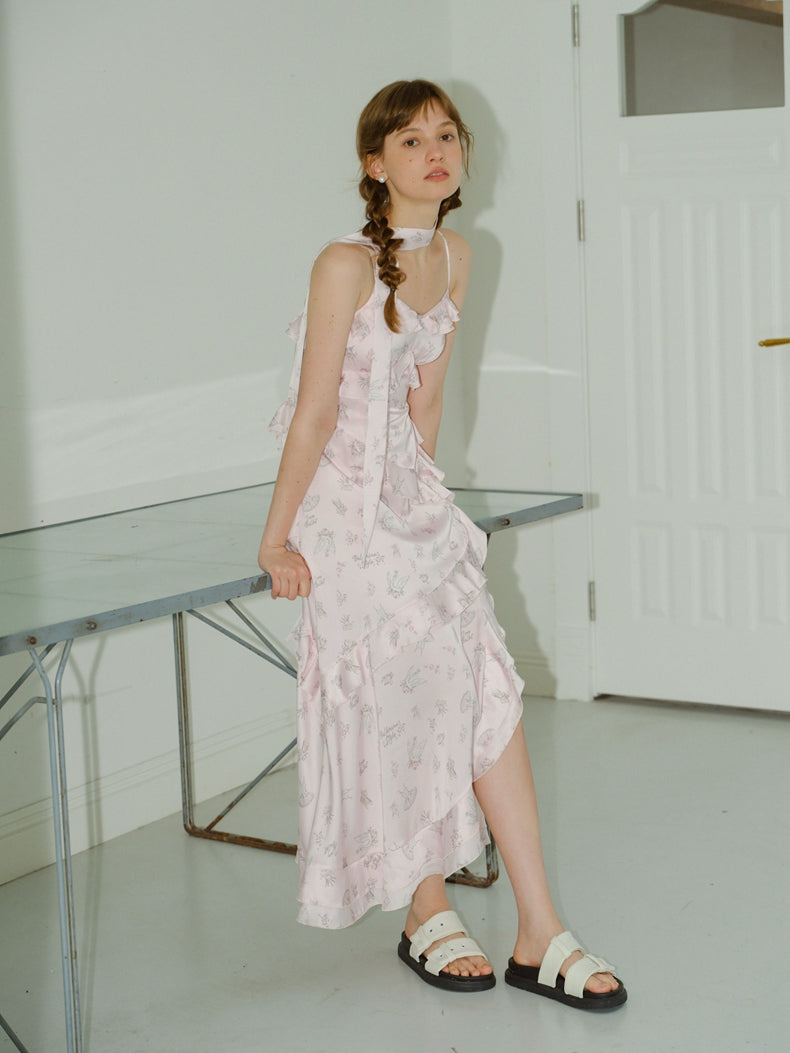 Floral Ruffled Suspender Dress