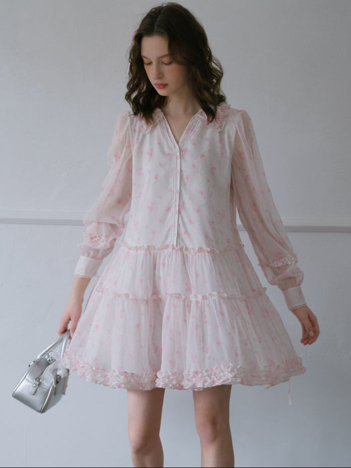Fungus-edged Chiffon Lace Dress