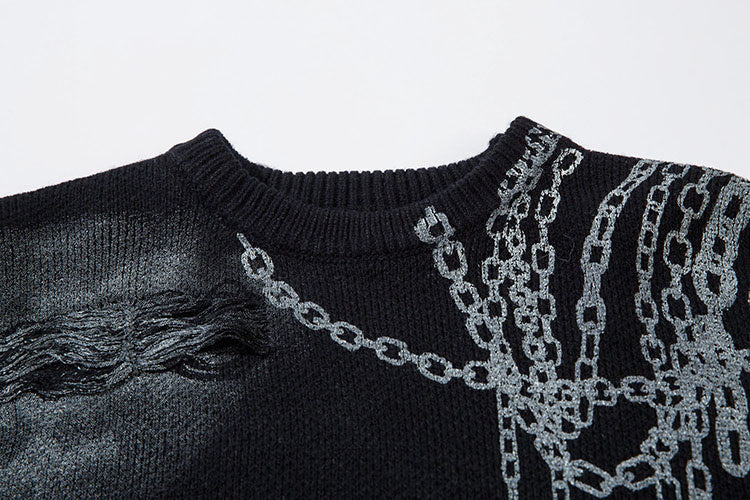 Grunge Gradient Chain Sweater