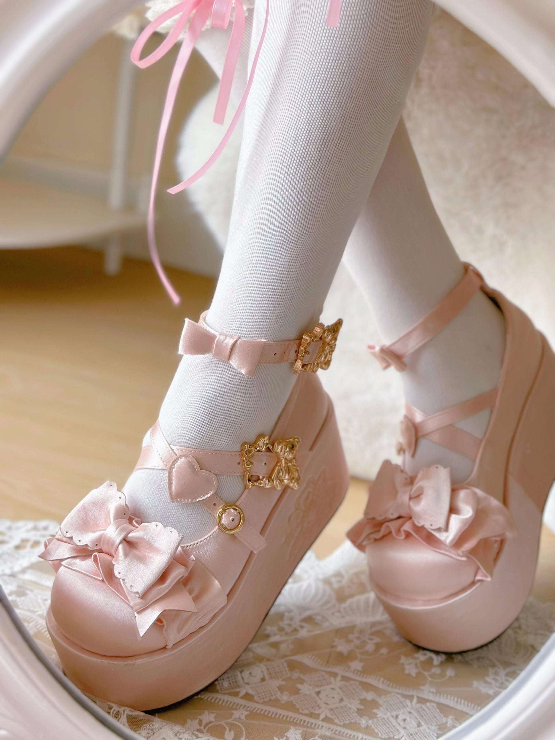 Doll-like Satin Platform Lolita Shoes
