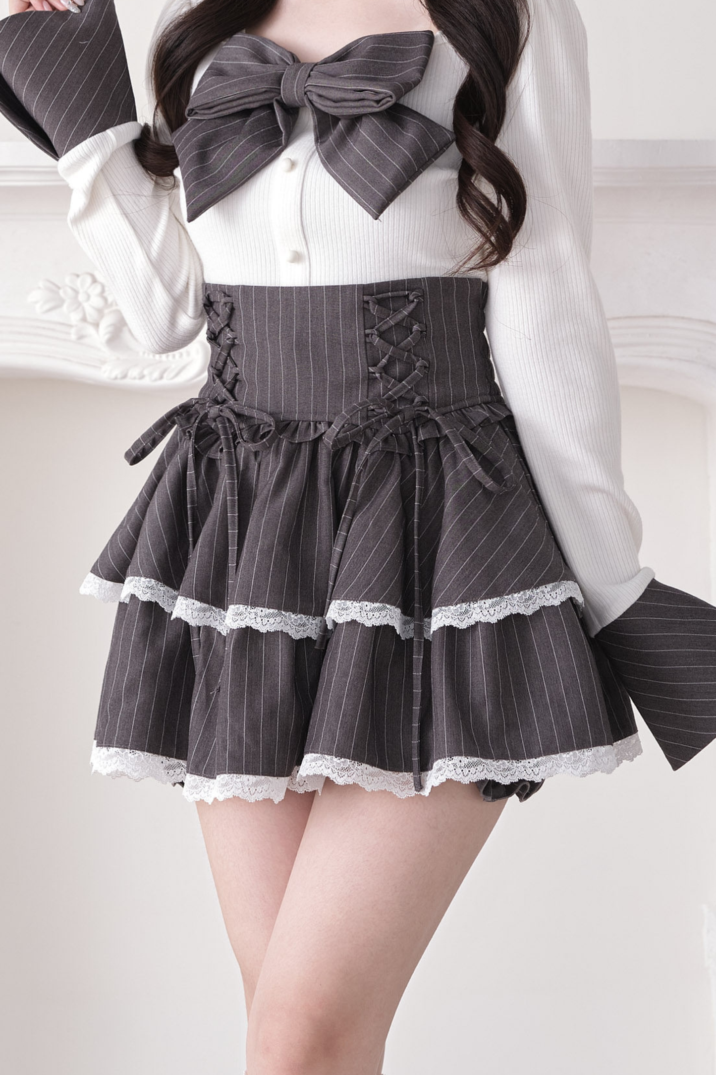 Lace Up Bow Knot Skirt