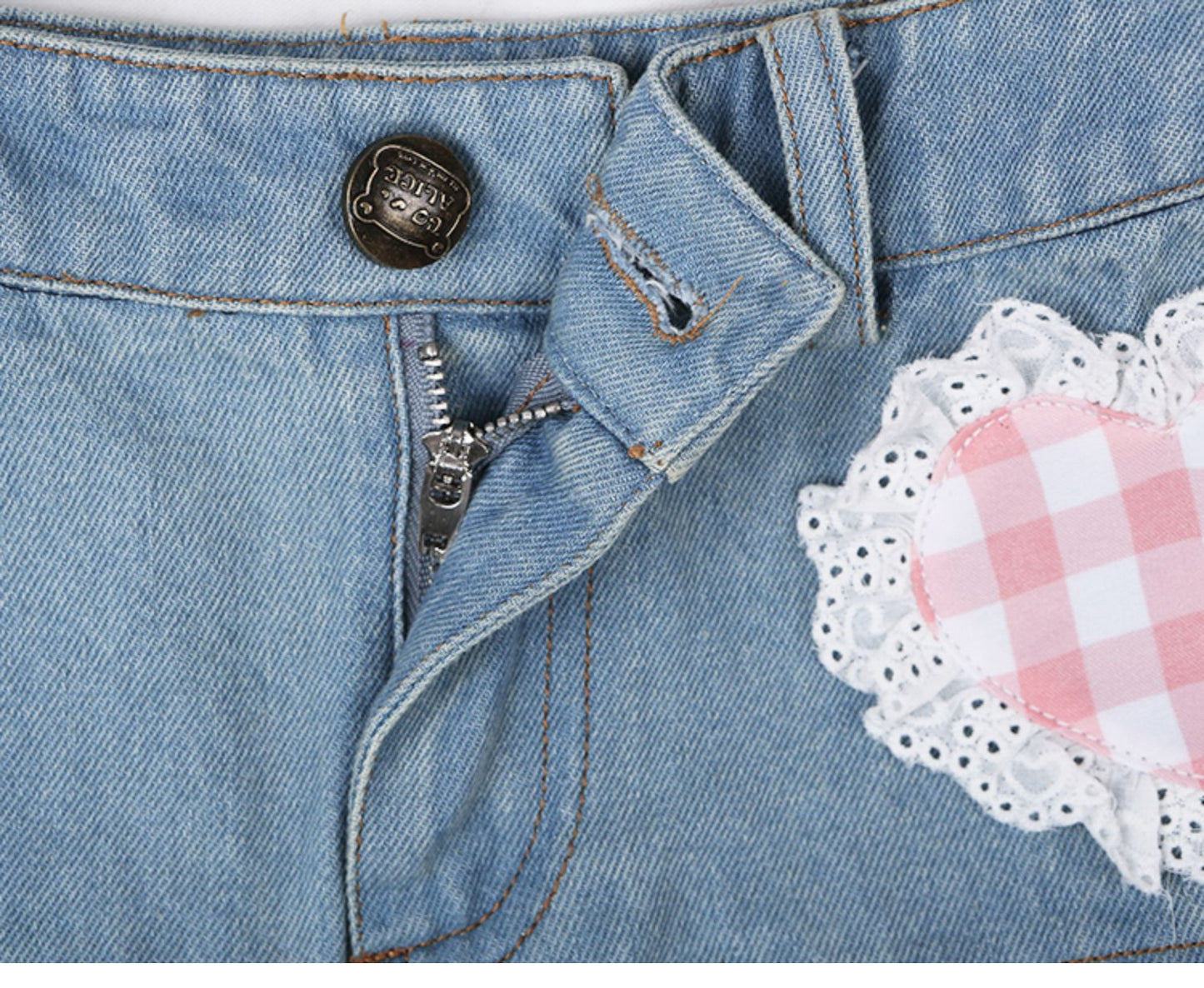 Coquette Pink Plaid Ruffled Denim Skirt