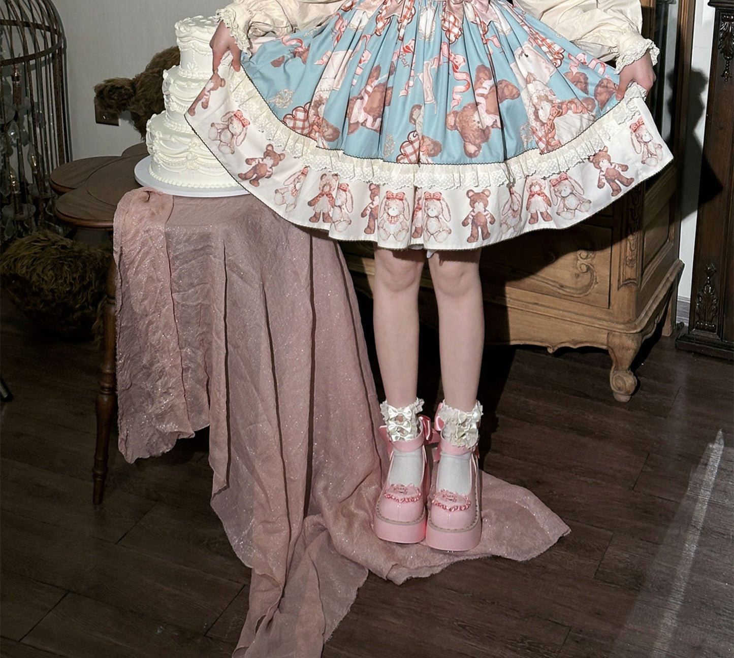 Sheep Puff Lolita Bow Platform Shoes