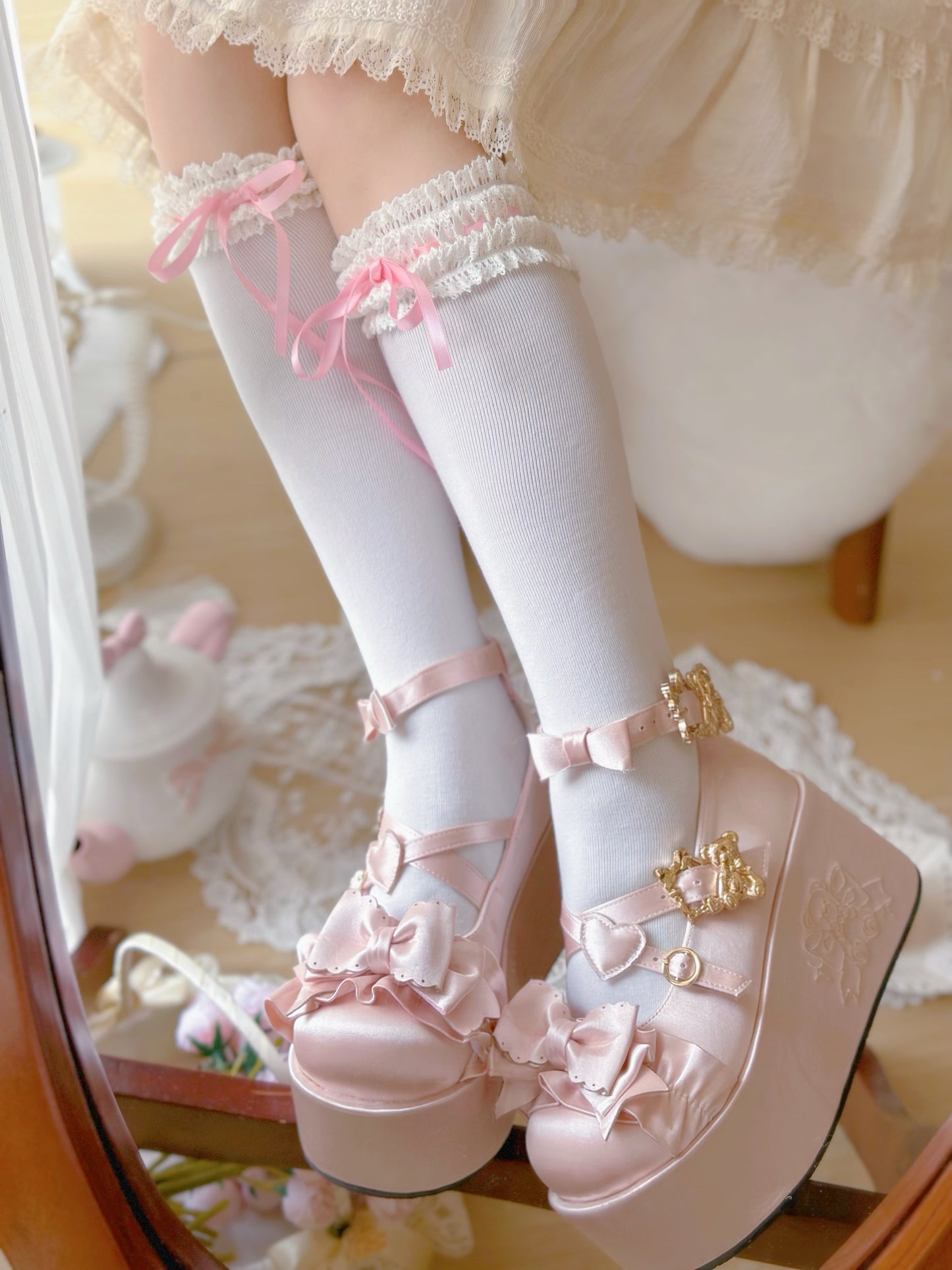 Doll-like Satin Platform Lolita Shoes