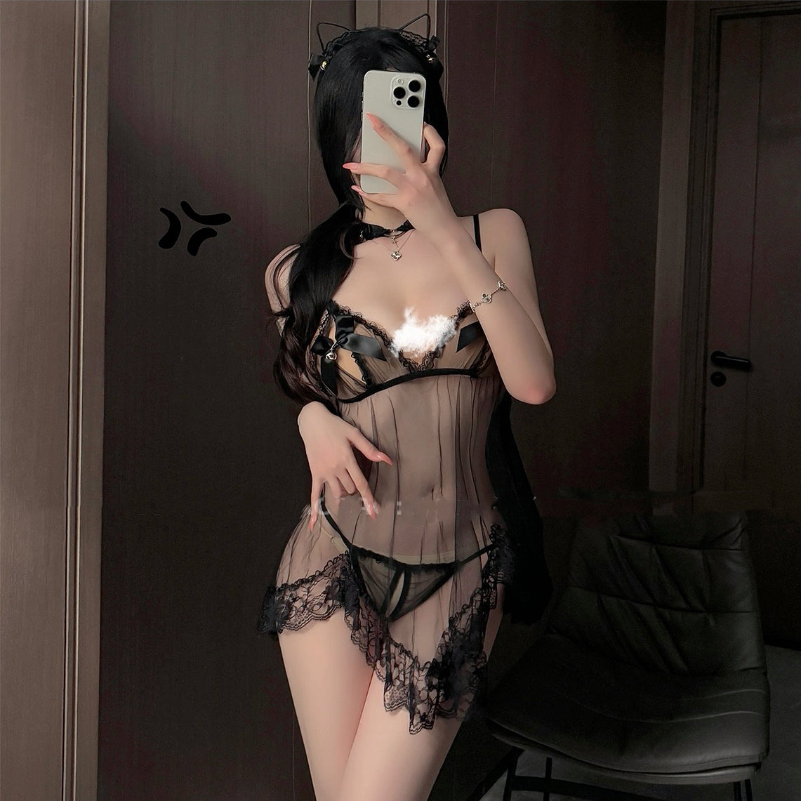 Mesh suspender butterfly dress