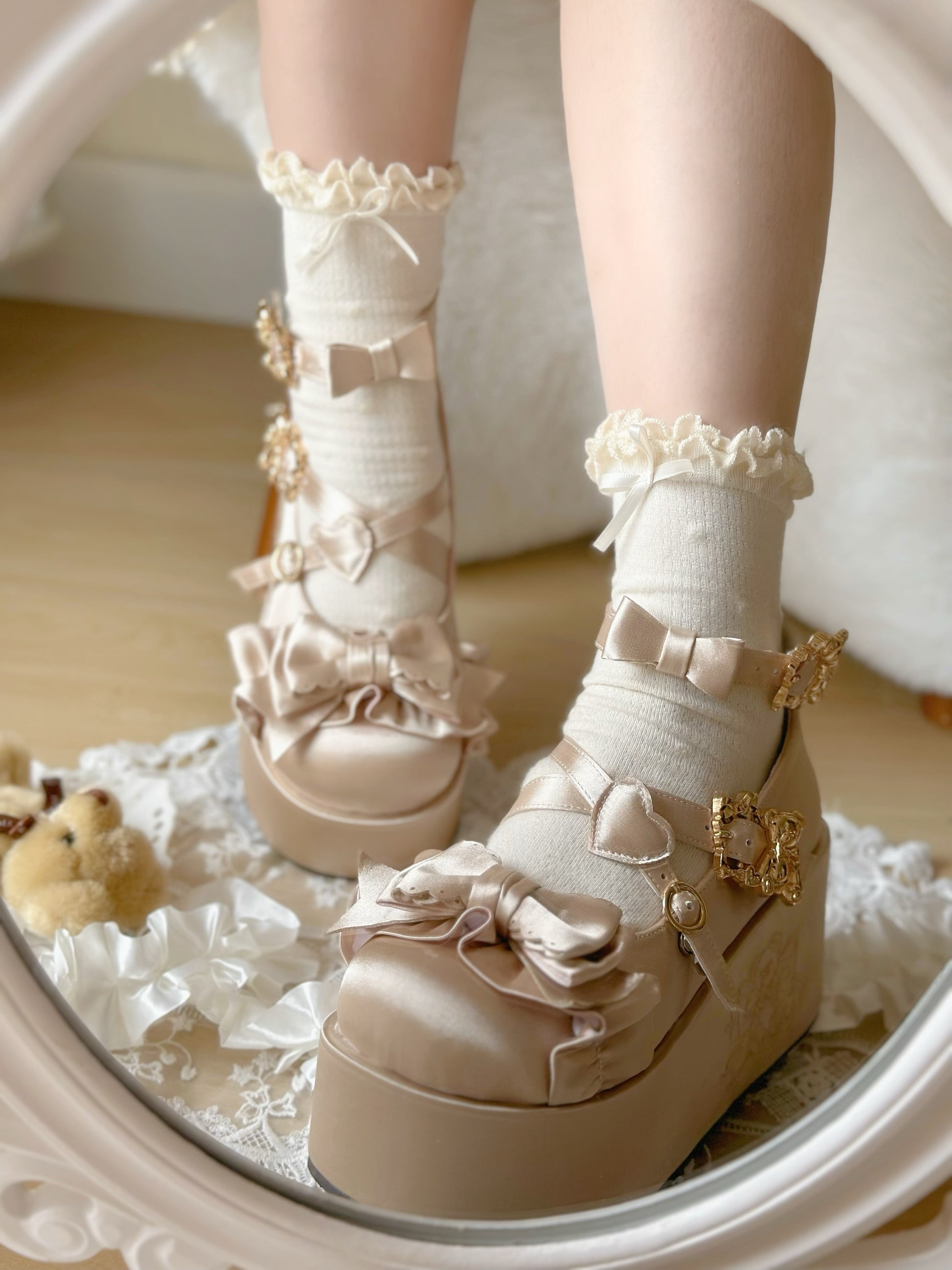 Doll-like Satin Platform Lolita Shoes