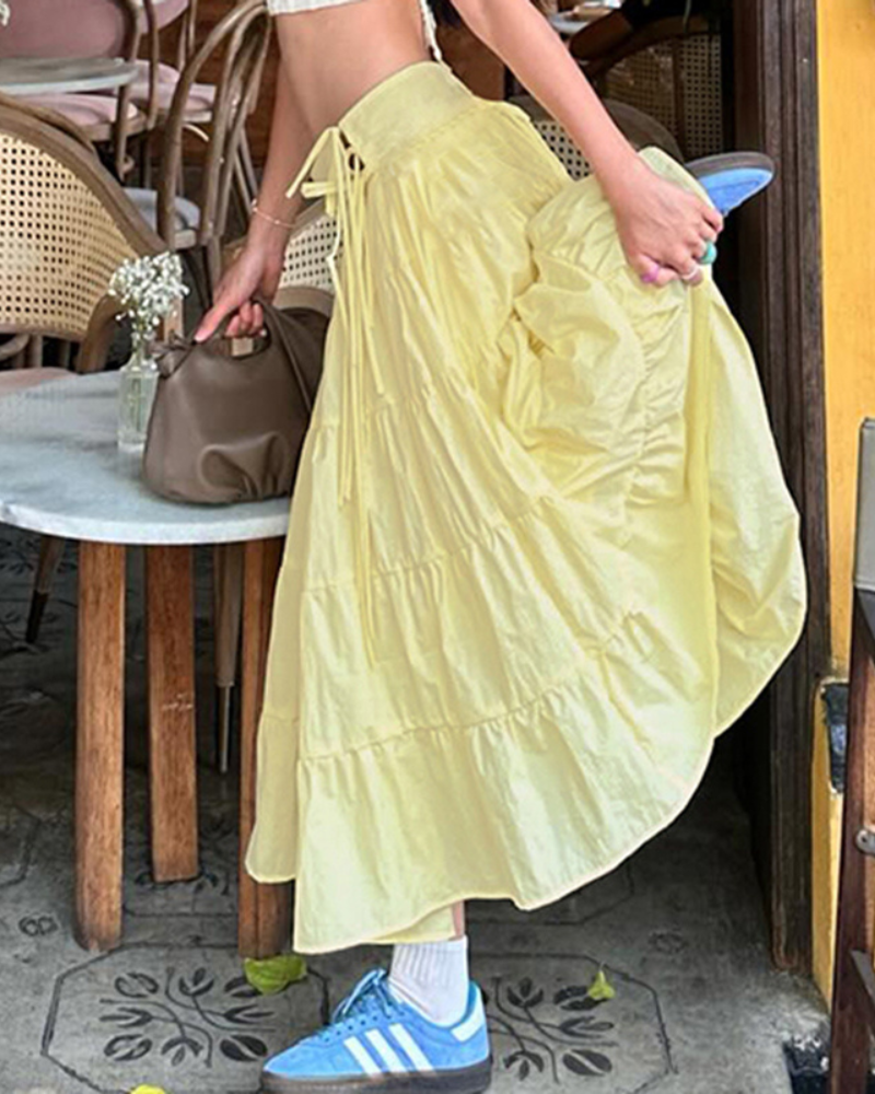 Lemonade Lace-up Slimming Maxi Skirt